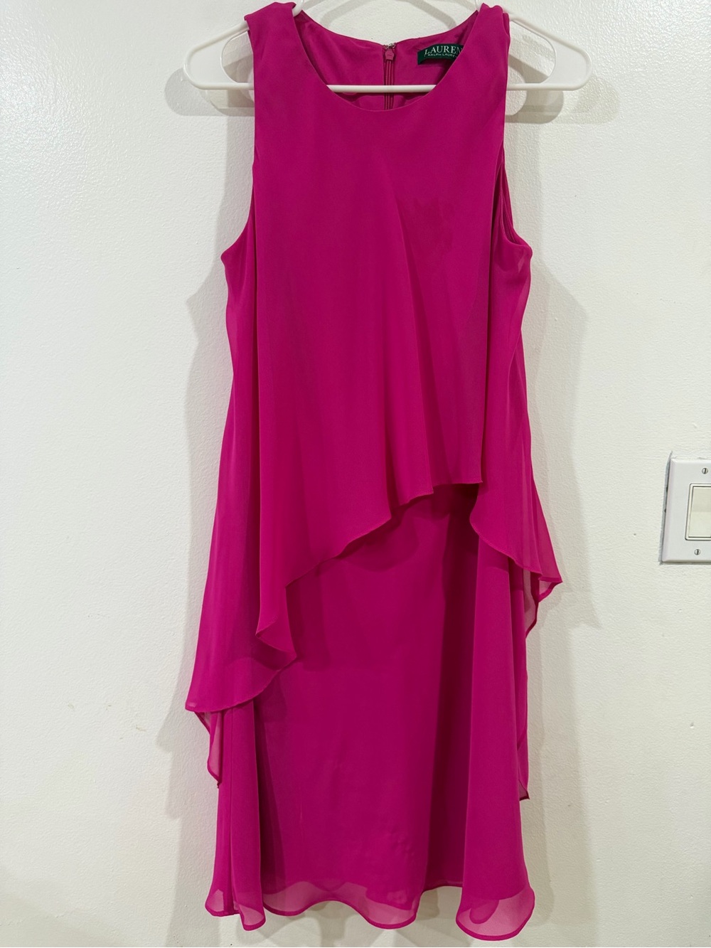 Ralph Lauren Fuchsia Layered Sleeveless Midi Dress